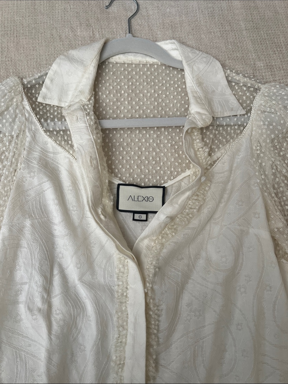 Alexis Ivory Lace-Trim Button Down Shirt